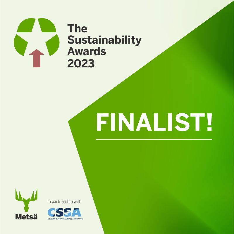Metsa 2023 Sustainability awards finalist logo.