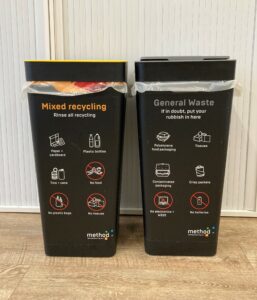 These method bins help us sort general and mixed recycling waste in NuServe's London office.